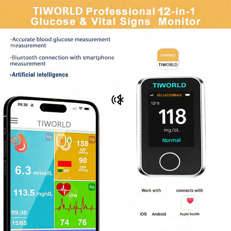TIWORLD™ Non-Invasive Blood Glucose Monitor – 5 Seconds / 99% Accuracy-