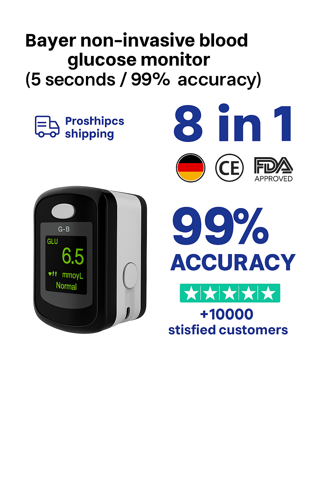 TIWORLD™ Non-Invasive Blood Glucose Monitor – 5 Seconds / 99% Accuracy VIP
